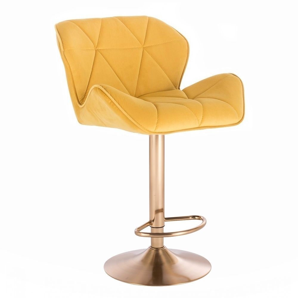 Barová židle MILANO VELUR na zlatém talíři - žlutá