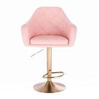 Barová židle ROMA na zlatém talíři - růžová