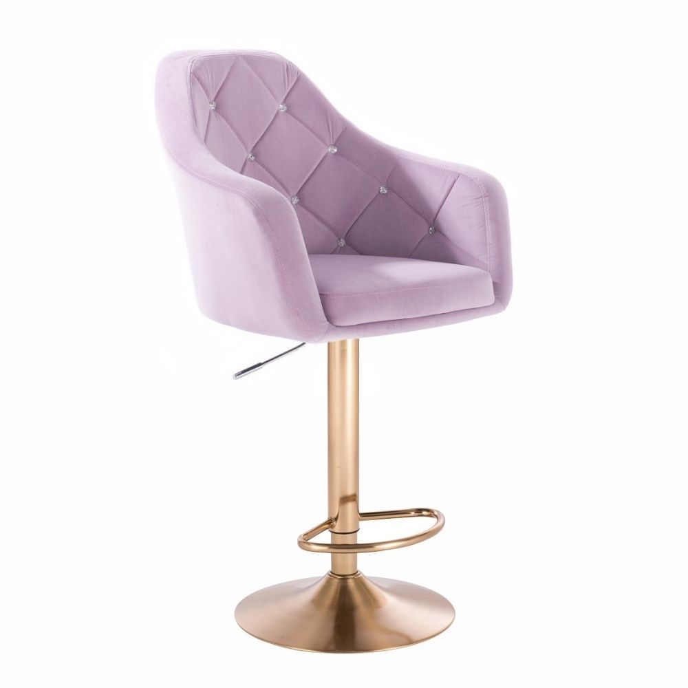 Barová židle ROMA VELUR na zlatém talíři - fialový vřes