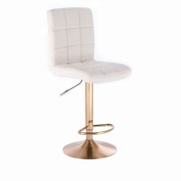 Barová židle TOLEDO na zlatém talíři - bílá