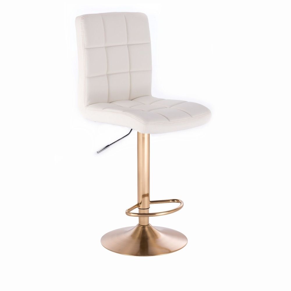 Barová židle TOLEDO na zlatém talíři - bílá