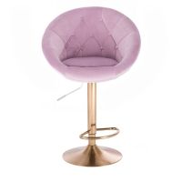 Barová židle VERA VELUR na zlatém talíři - fialový vřes