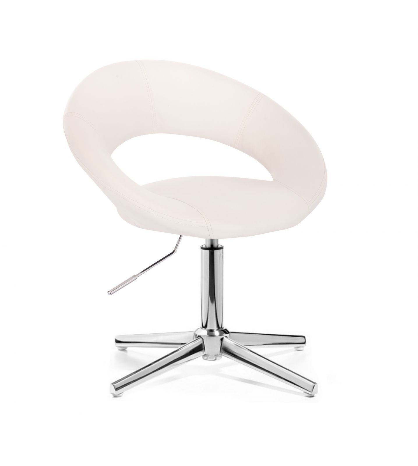 Kosmetická židle NAPOLI na stříbrném kříži - bílá