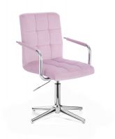 Kosmetická židle VERONA VELUR na stříbrném kříži - fialový vřes