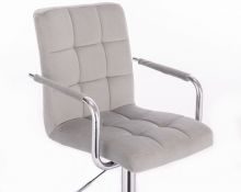 Kosmetická židle VERONA VELUR na stříbrném kříži - světle šedá