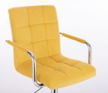 Kosmetická židle VERONA VELUR na stříbrném kříži - žlutá