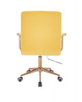 Kosmetická židle VERONA VELUR na zlaté podstavě s kolečky - žlutá