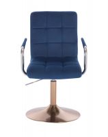 Kosmetická židle VERONA VELUR na zlatém talíři - modrá
