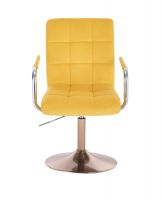 Kosmetická židle VERONA VELUR na zlatém talíři - žlutá