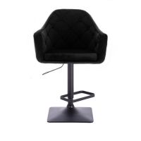 Barová židle ANDORA VELUR na černé podstavě - černá