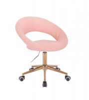 Kosmetická židle NAPOLI na zlaté podstavě s kolečky - růžová