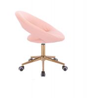 Kosmetická židle NAPOLI na zlaté podstavě s kolečky - růžová