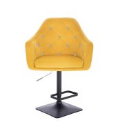 Barová židle ROMA VELUR na černé podstavě - žlutá