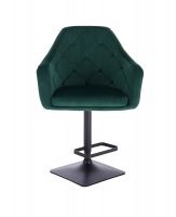 Barová židle ANDORA VELUR  na černé podstavě - zelená