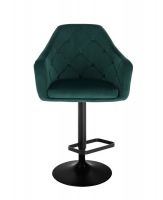 Barová židle ANDORA VELUR  na černém talíři - zelená