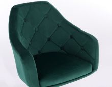 Barová židle ANDORA VELUR  na černém talíři - zelená