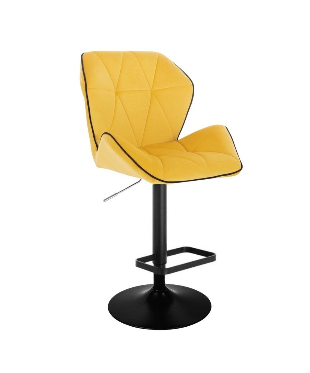 Barová židle MILANO MAX VELUR na černém talíři - žlutá