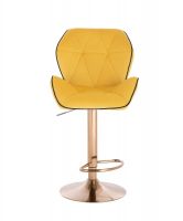 Barová židle MILANO MAX VELUR na zlatém talíři - žlutá