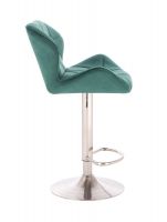 Barová židle MILANO VELUR na stříbrném talíři - zelená