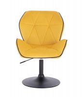 Kosmetická židle MILANO MAX VELUR na černém talíři - žlutá