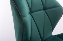 Kosmetická židle MILANO MAX VELUR na stříbrné podstavě s kolečky - zelená