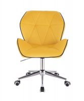 Kosmetická židle MILANO MAX VELUR na stříbrné základně s kolečky - žlutá