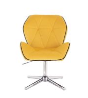 Kosmetická židle MILANO MAX VELUR na stříbrném kříži - žlutá