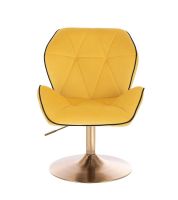 Kosmetická židle MILANO MAX VELUR na zlatém talíři - žlutá