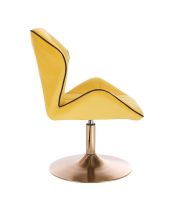 Kosmetická židle MILANO MAX VELUR na zlatém talíři - žlutá