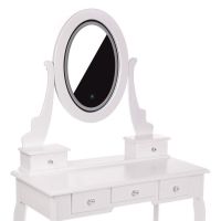 Toaletní stolek KARI s LED zrcadlem - bílý + taburet