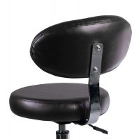Kosmetická židle BERN s opěrátkem na stříbrné základně s kolečky - černá