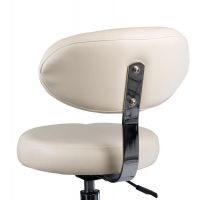 Kosmetická židle BERN s opěrátkem na stříbrné základně s kolečky - krémová
