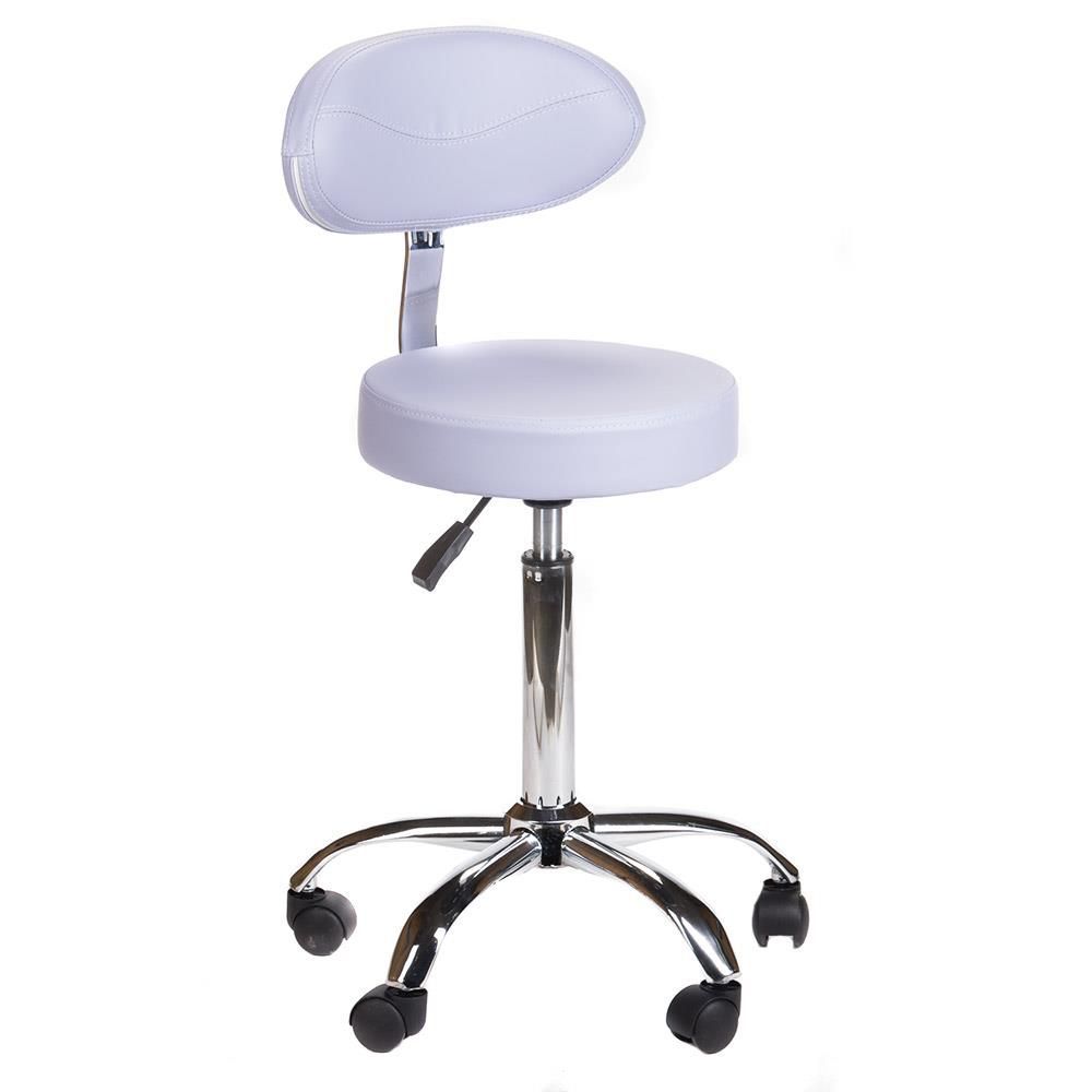 Kosmetická židle BERN s opěrátkem na stříbrné základně s kolečky - levandule