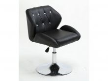 Kosmetická židle LION na stříbrné kulaté podstavě - černá