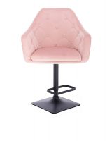 Barová židle ANDORA VELUR na černé podstavě - světle růžová