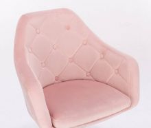 Barová židle ANDORA VELUR na stříbrném talíři - světle růžová