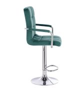 Barová židle VERONA VELUR na stříbrném talíři - zelená