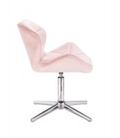 Kosmetická židle MILANO VELUR na stříbrném kříži - světle růžová