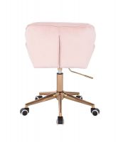 Kosmetická židle MILANO VELUR na zlaté podstavě s kolečky - světle růžová