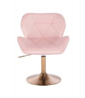 Kosmetická židle MILANO VELUR na zlatém talíři - světle růžová