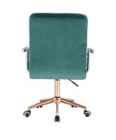 Kosmetická židle VERONA VELUR na zlaté podstavě s kolečky - zelená