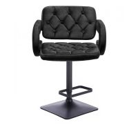 Barová židle ADRIA VELUR na černé podstavě - černá