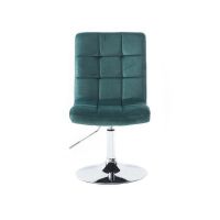 Kosmetická židle TOLEDO VELUR na stříbrném talíři - zelená