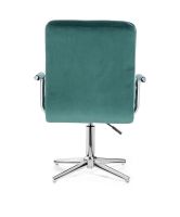 Kosmetická židle VERONA VELUR na stříbrném kříži - zelená