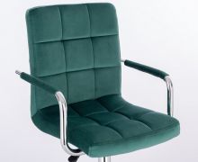 Kosmetická židle VERONA VELUR na stříbrném kříži - zelená