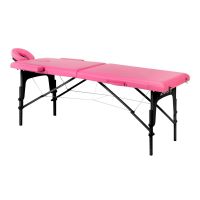 Dřevěný skládací masážní stůl Activ Fizjo Komfort 2 segmenty - růžový, černé dřevo