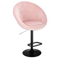 Barová židle VERA VELUR na černém talíři - světle růžová