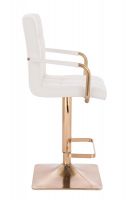 Barová židle VERONA GOLD na zlaté hranaté základně - bílá