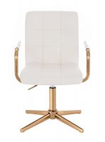Kosmetická židle VERONA GOLD na zlatém kříži - bílá