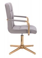 Kosmetická židle VERONA GOLD na zlatém kříži - šedá